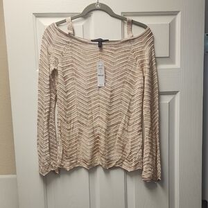 White House Black Market Beige Textured Top